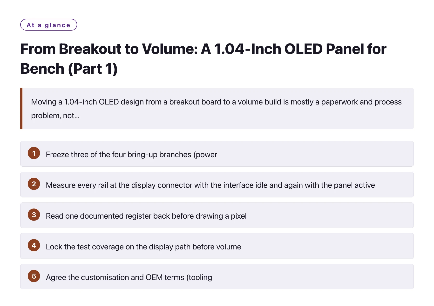 From Breakout to Volume: A 1.04-Inch OLED Panel for Bench (Part 1)——全文要点速览